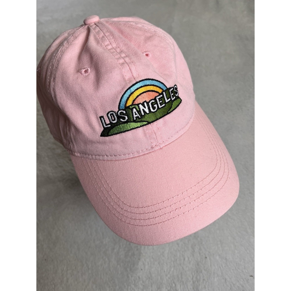 os Angeles Pink Rainbow Dad Hat Outdoor Cap Adjustable Strapback LA California